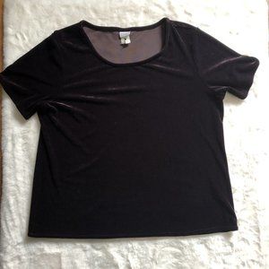 Eileen Fisher plum velvet short sleeve top size large